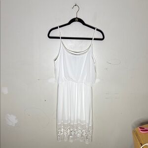 American Rag White Rayon Crochet Detail Sleeveless Dress Size Small